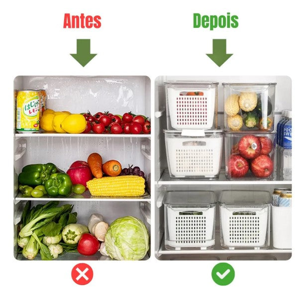 (3 POTES COM TAMPA) Conjunto Hermético para Alimentos BM-F1040
