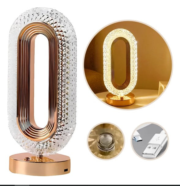 RETRÔ - Luminária Abajur Cristal Led Touch Recarregável USB - BM-F1051