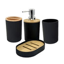 PRETO - Conjunto de Acessório para Banheiro  - Bambu 6 Peças BM-F1080A