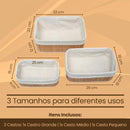 Conjunto de 3 Cestos de Bambu Organizadores Multiuso Com Forro BM-F1101