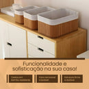 Conjunto de 3 Cestos de Bambu Organizadores Multiuso Com Forro BM-F1101