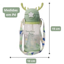 Leão ou Dinossauro - Garrafa Infantil Portátil com Desenho e Alça - (Masculino)
