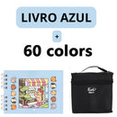 Kit Livro Colorir URSO BOB (Azul) + 60 Canetas