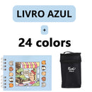 Kit Livro Colorir URSO BOB (Azul) + 24 Canetas 