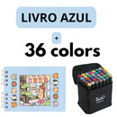 Kit Livro Colorir URSO BOB (Azul) + 36 Canetas