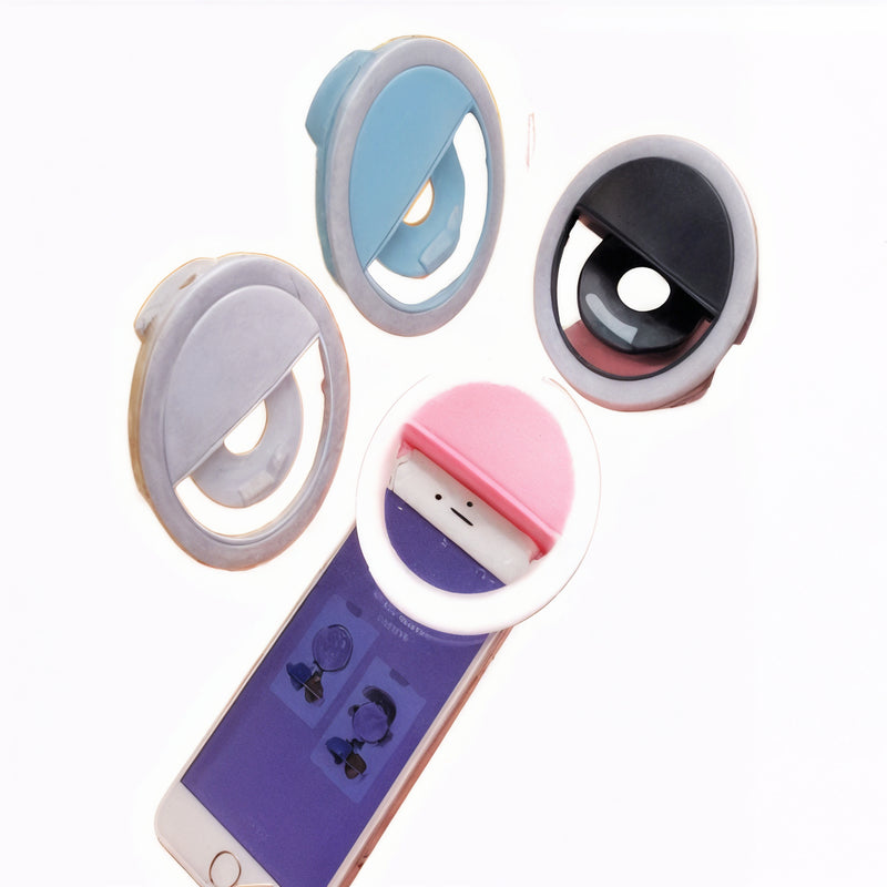 Ring Light Clip Selfie com LED para Celular Universal - (Cores Sortidas)