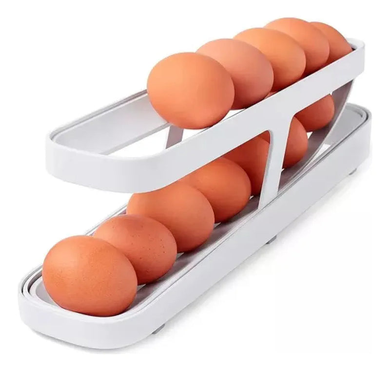Porta Ovos Organizador de Geladeira Escorregador Roll Clear Fresh 2 andares - 15 Ovos
