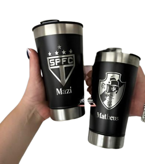 Personalizado - Copo Térmico Inox com TAMPA e ABRIDOR (473 ml) - Preto