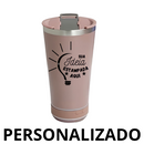 Personalizado Bluetooth - Copo Térmico Som Led e TAMPA com ABRIDOR (420 ml) - Rosê