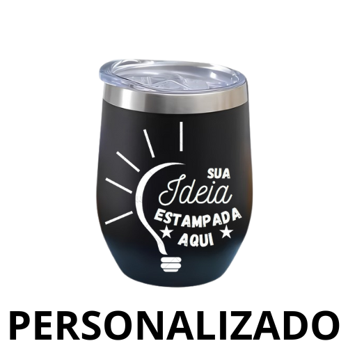 Personalizado - COPO CUIA Térmico Inox com Tampa Antivazamento (360 ml) - Preto
