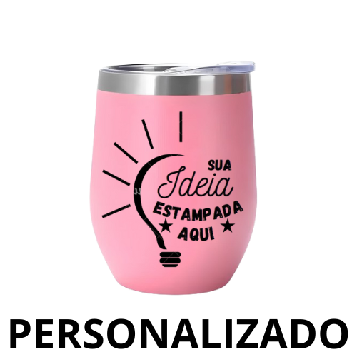 Personalizado - COPO CUIA Térmico Inox com Tampa Antivazamento (360 ml) - Rosa