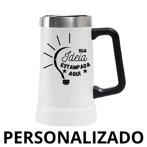 Personalizado - Caneca Térmica Inox De Cerveja (709ml) - Branco