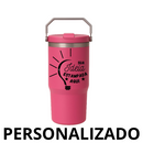 Personalizado Grande - Garrafa Flip Straw Tumbler com Alça Superior e Canudo (900ml) - Pink