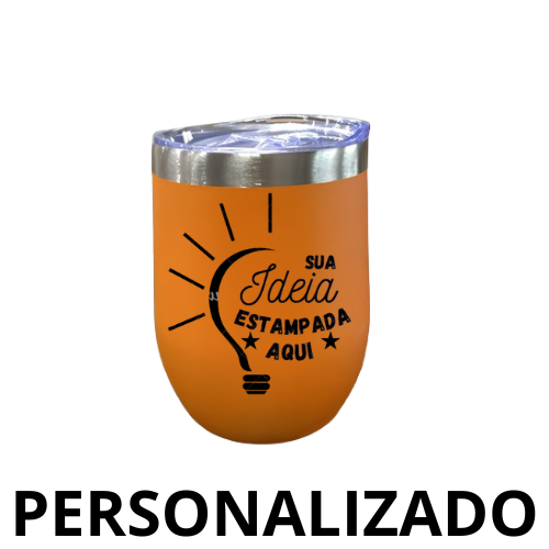 PERSONALIZADO - COPO CUIA Térmico Inox com Tampa Antivazamento (360 ml) - Laranja