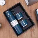 Personalizado -  Jogo de Garrafa Térmica 500ML+ 3 Xícaras Aço Inoxidável - Azul Marinho