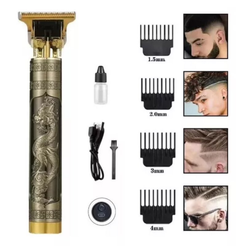 Kit Cuidados Masculinos - Máquina de Cortar Cabelo (Dragão) + Aparador de Pelos Nariz