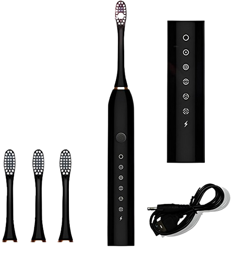 Escova Dental Elétrica Recarregável USB com 6 Modos e 4 Refil IPX7 (Cores Sortidas)