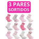 3 PARES DE MEIAS - Conjunto de 6 Meias Femininas para Criança - (Cores Sortidas)