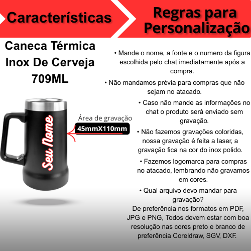 Personalizado - Caneca Térmica Inox De Cerveja (709ml) - Branco