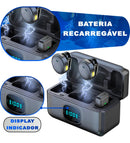 Microfone Lapela Duplo Sem Fio Magnético Anti Ruído - ON-2912 - (Cores Sortidas)