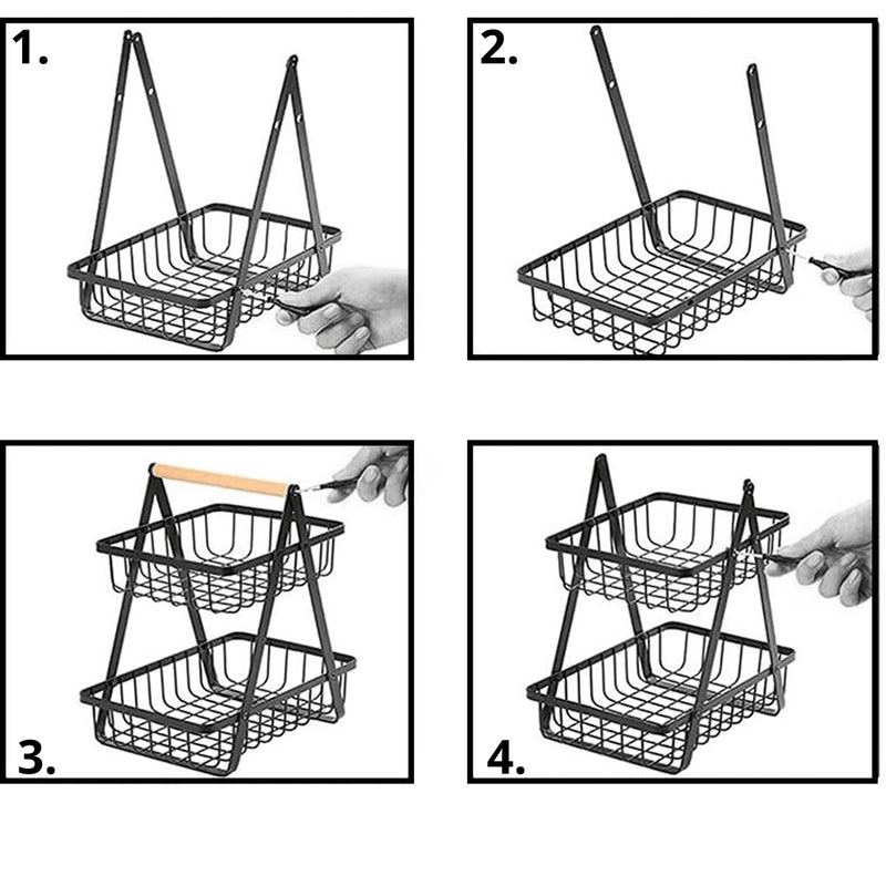 Fruteira de Mesa Articulada em Aço Inoxidável 2 Andares - BM-F1112