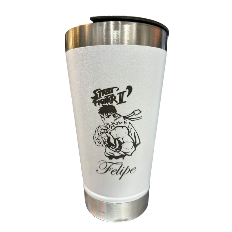 Personalizado - Copo Térmico Inox com TAMPA e ABRIDOR (473 ml) - Branco