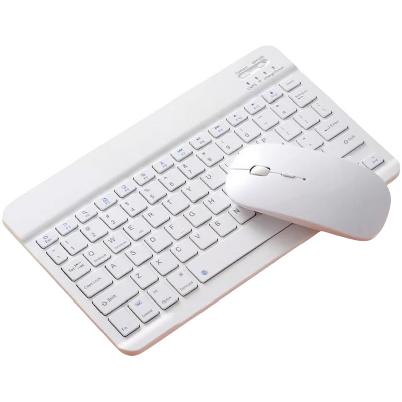 BRANCO - Conjunto de Teclado + Mouse Sem Fio Bluetooth Para Notebook e Tablet