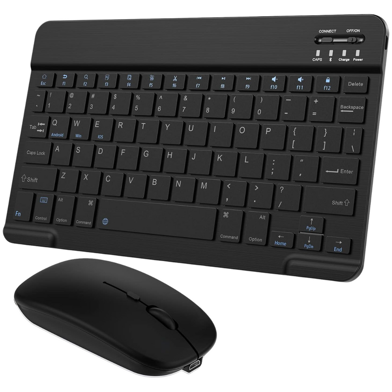 PRETO - Conjunto de Teclado + Mouse Sem Fio Bluetooth Para Notebook e Tablet
