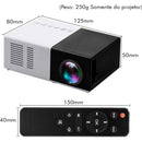 PRETO/BRANCO - Mini Projetor Portátil Led 1080p com saida HDMI - 600 Lumens