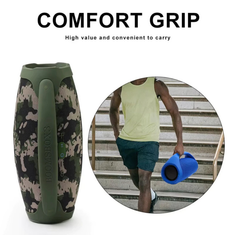 VERDE CAMUFLADO - Caixa de Som Boombox Bluetooth Bivolt