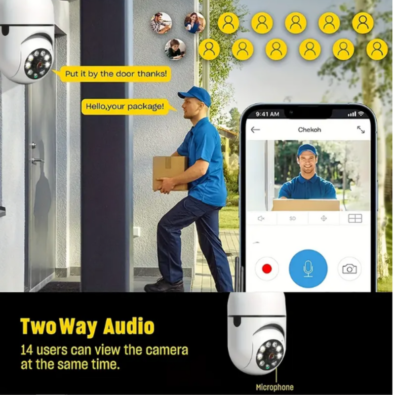 4 UNIDADES - Câmeras Lâmpadas de Segurança Vigilância IP Wi-Fi 360° Visão Noturna FullHD Bivolt