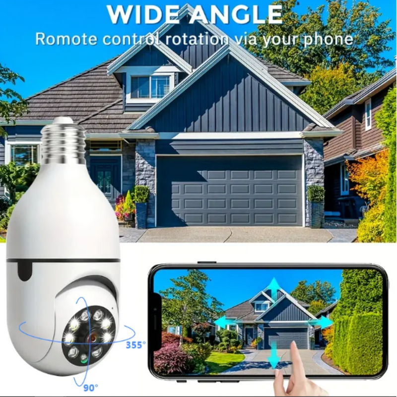 4 UNIDADES - Câmeras Lâmpadas de Segurança Vigilância IP Wi-Fi 360° Visão Noturna FullHD Bivolt