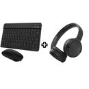 PRETO - Kit Fone de Ouvido Bluetooth Tune 510 + Conjunto Teclado e Mouse Sem Fio