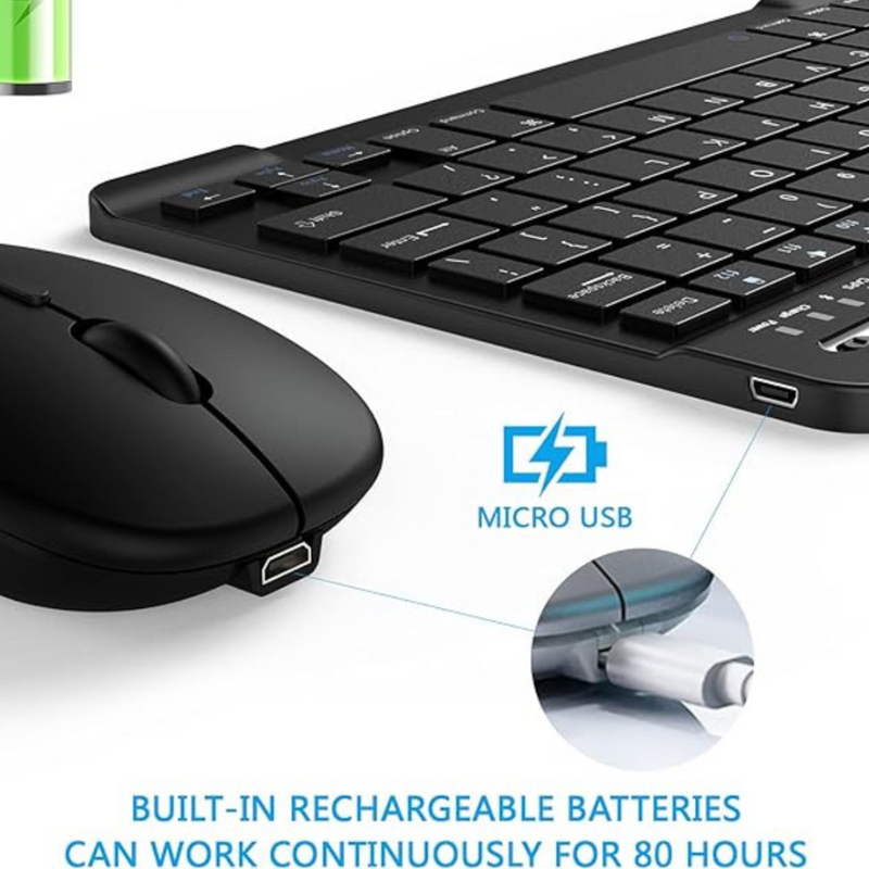 PRETO - Kit Fone de Ouvido Bluetooth Tune 510 + Conjunto Teclado e Mouse Sem Fio
