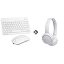 BRANCO - Kit Fone de Ouvido Bluetooth Tune 510 + Conjunto Teclado e Mouse Sem Fio