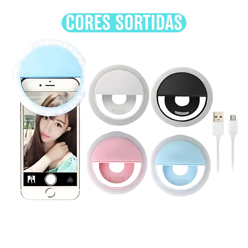 Ring Light Clip Selfie com LED para Celular Universal - (Cores Sortidas)