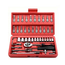 VERMELHA - Jogo de Ferramentas com 46 Peças Soquete Aço c/ Maleta uso Automotível e Doméstico