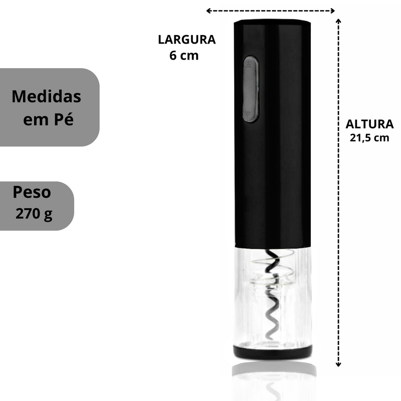 Abridor de Vinho Elétrico - Saca Rolhas Automático (Cores Sortidas)
