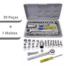 CINZA - Jogo De Ferramentas 40 Peças Soquetes c/ Maleta uso Automotível e Doméstico