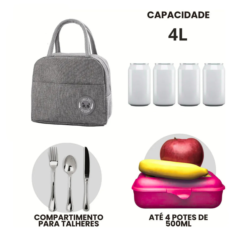 Bolsa Térmica Lancheira para Marmita com Bolso Lateral BM-F1181 - (Cores Sortidas)