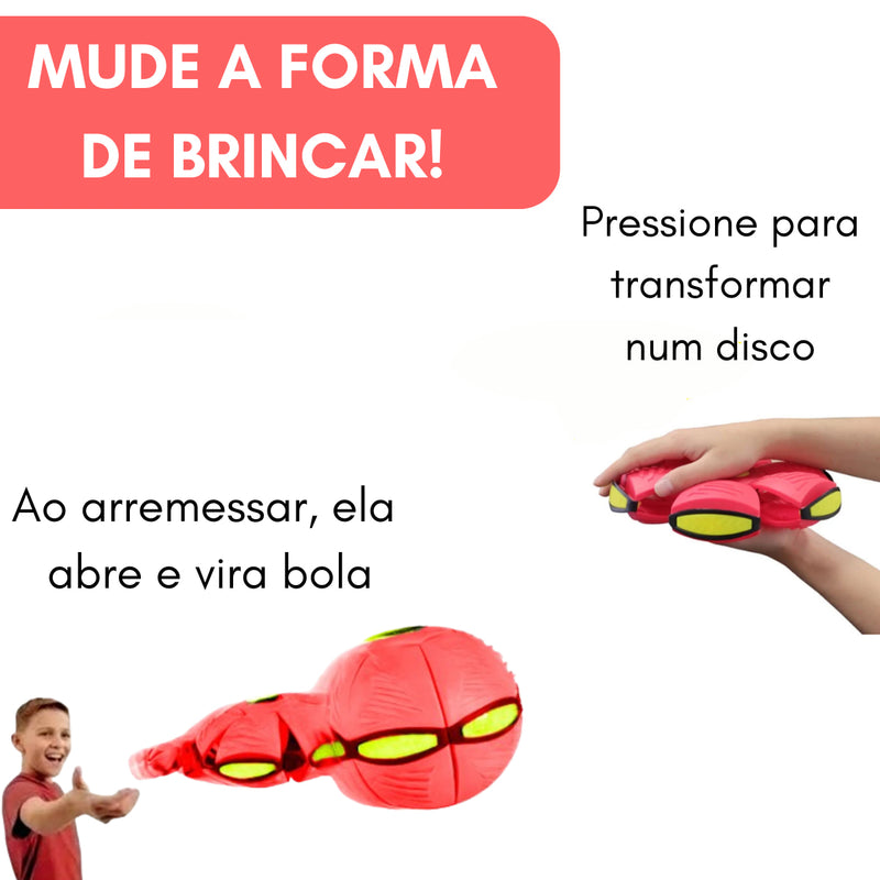 VERMELHA ou ROSA - Bola Mágica vira Disco Voador Arremessável Não Fura Pets e Kids com LED