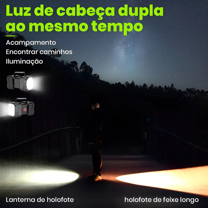 W844 - LANTERNA Holofote Dupla Recarregável Potência e Praticidade Power Bank Bivolt