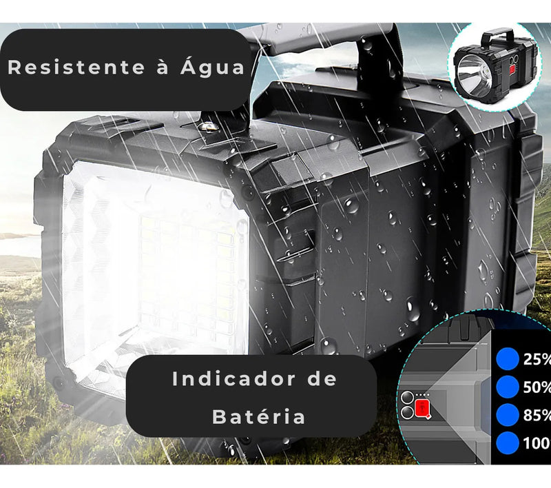 W844 - LANTERNA Holofote Dupla Recarregável Potência e Praticidade Power Bank Bivolt