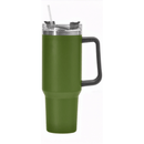 Normal - Copo Caneca (1200 ml) Inox com Alça e Canudo - Verde Bandeira