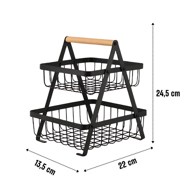 Fruteira de Mesa Articulada em Aço Inoxidável 2 Andares - BM-F1112