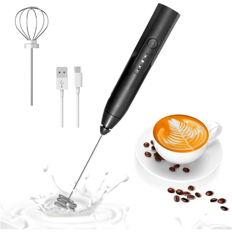 PRETA - (Premium) Mini Batedor Mixer Elétrico Portátil Bivolt