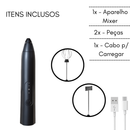 PRETA - (Premium) Mini Batedor Mixer Elétrico Portátil Bivolt