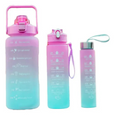 Conjunto de 3 Garrafas Squeeze de Água Frases Motivacionais - Galão 2000ml, 900ml e 300ml - (Cores Sortidas)