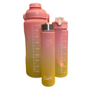 Conjunto de 3 Garrafas Squeeze de Água Frases Motivacionais - Galão 2000ml, 900ml e 300ml - (Cores Sortidas)
