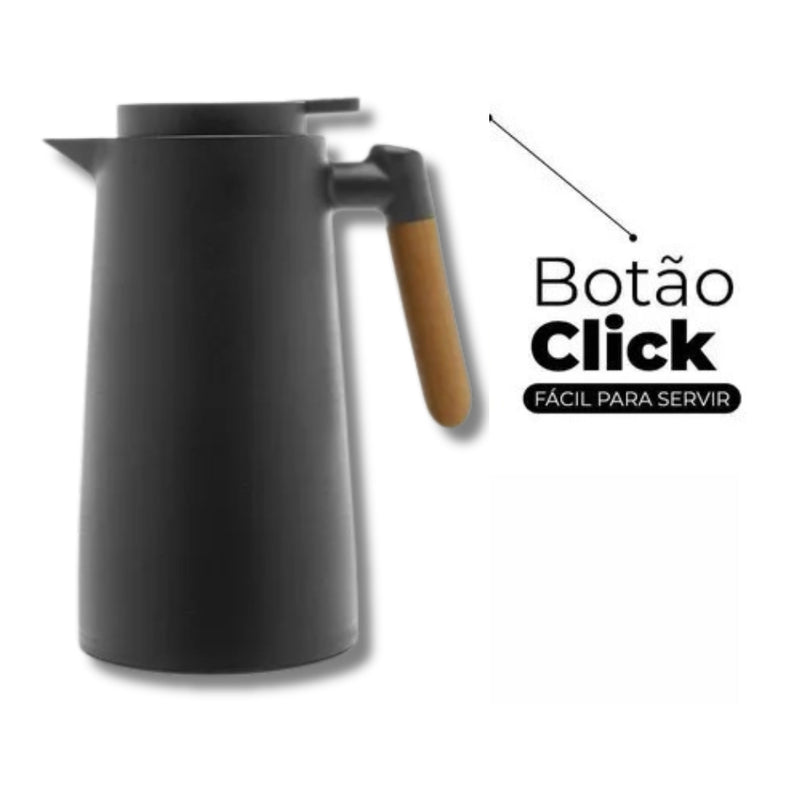 (COM Termômetro Digital) Jarro Garrafa Térmica 1L - Preto